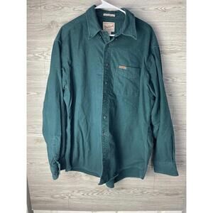 Woolrich Shirt Mens XL Green Sportsman Chamois Long Sleeve